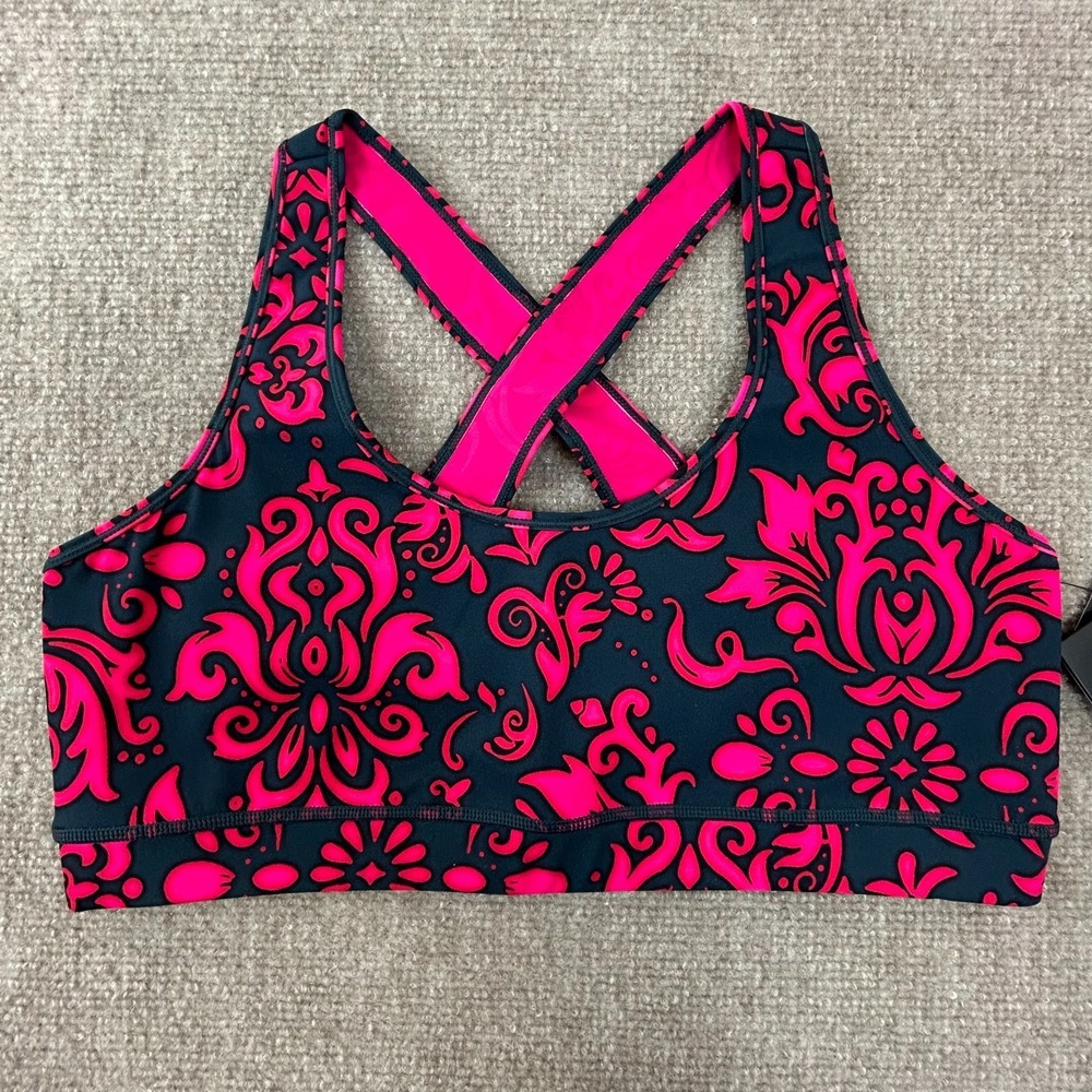 Fourlaps Infinity Sports Bra‎ Womens Large Multicolor Floral Nylon Crossback